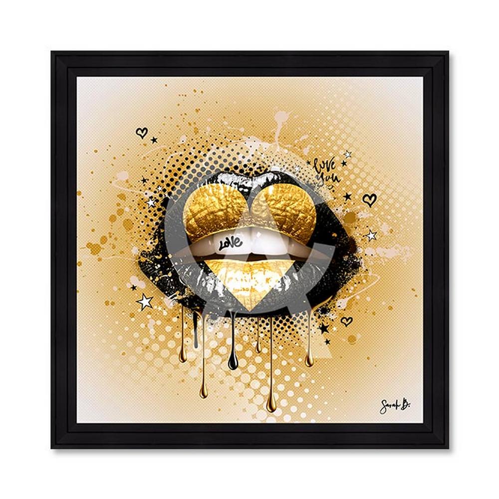 tableau_love_gold_sarah_b_bouche_jaune_noire tableau Love Gold sarah b