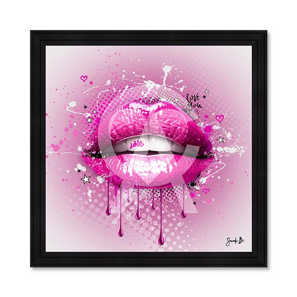 tableau_love_pink_sarah_b_bouche_coloree_rose_coeur tableau love Pink sarah b
