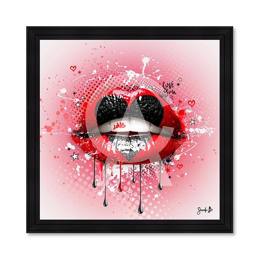 tableau_love_red_sarah_b_bouche_rouge_noire_coeur tableau love Red sarah b