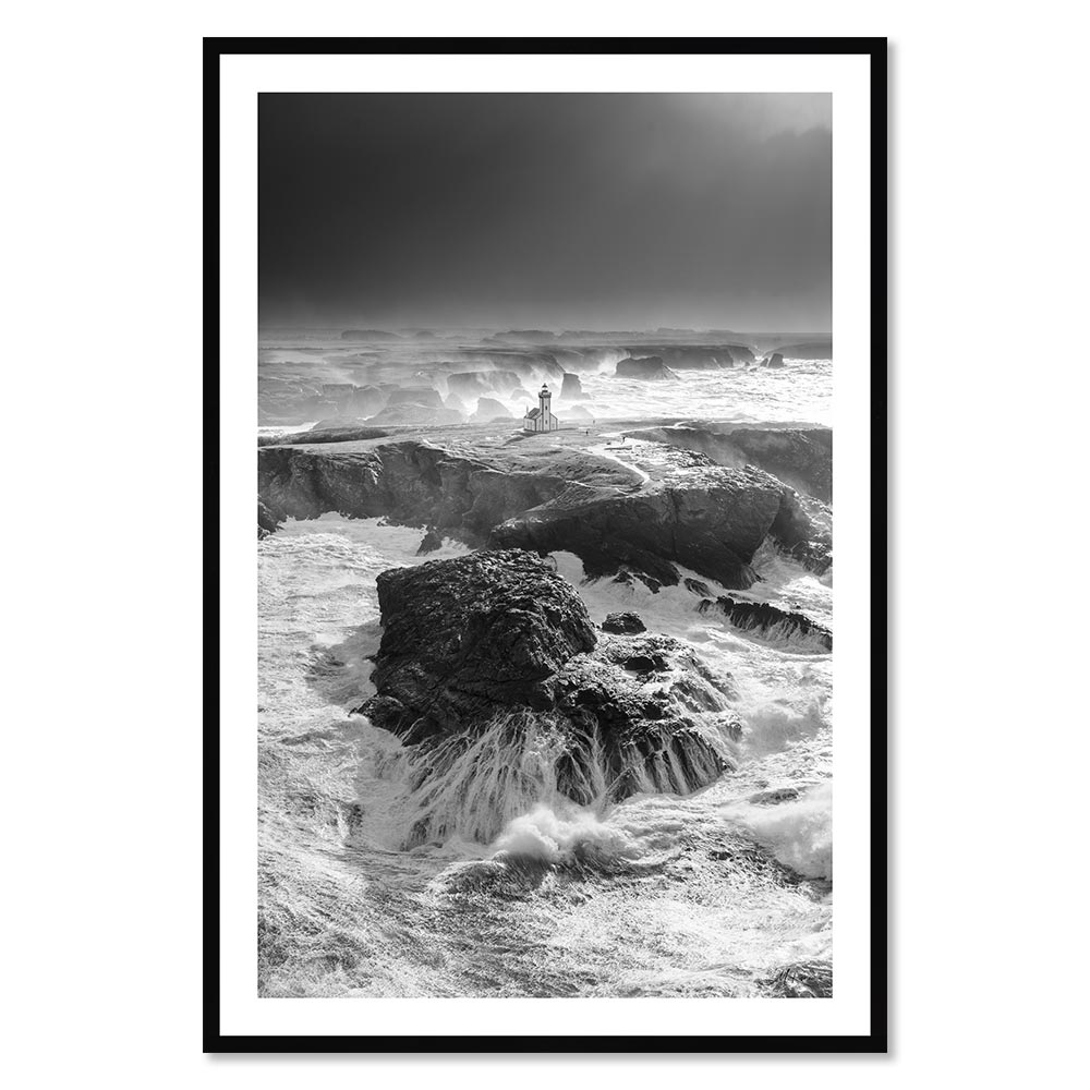 tableau_phare_sur_les_rochers_des_poulains_n&b_belle_ile_en_mer_rivrin_photographie_artiste Tableau Phare sur les Rochers
