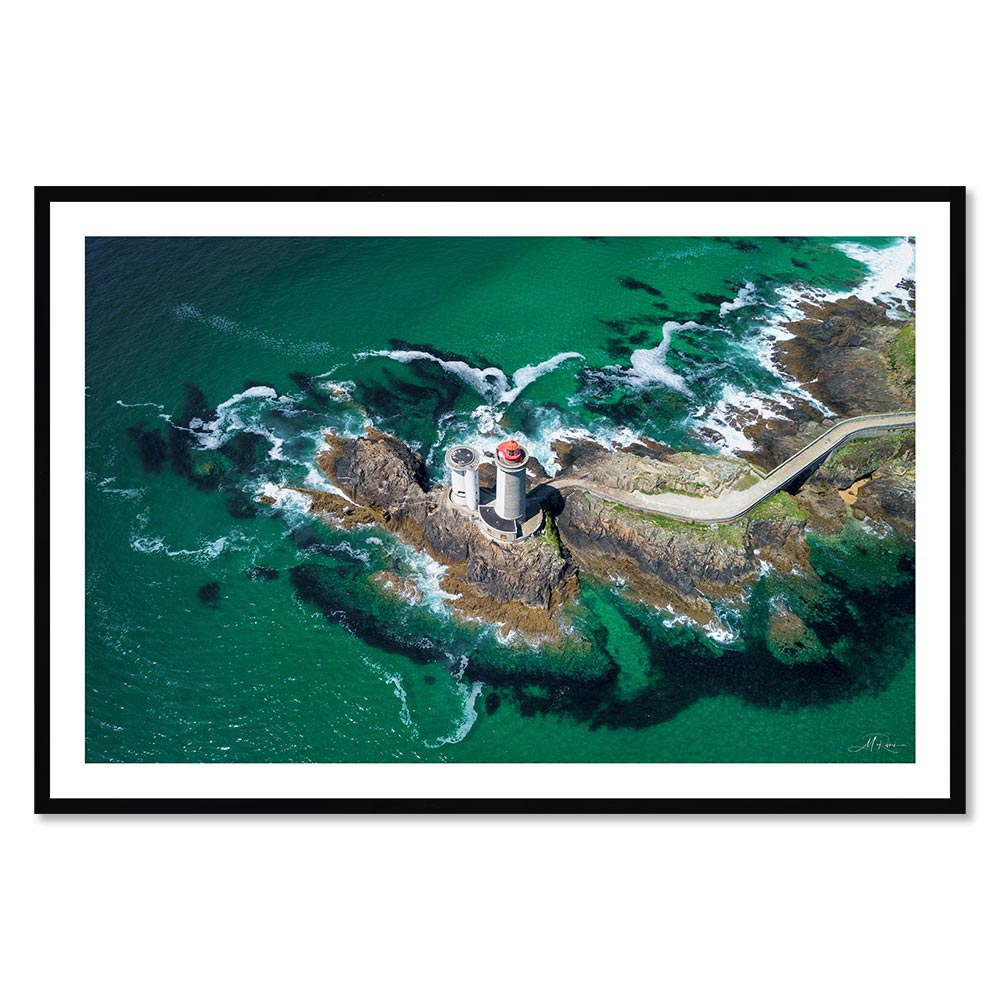 tableau_photo_phare_du_petit_minou_plouzane_rivrin_brest_mer_vagues_encadrement_noir Tableau Photo Phare du Petit Minou