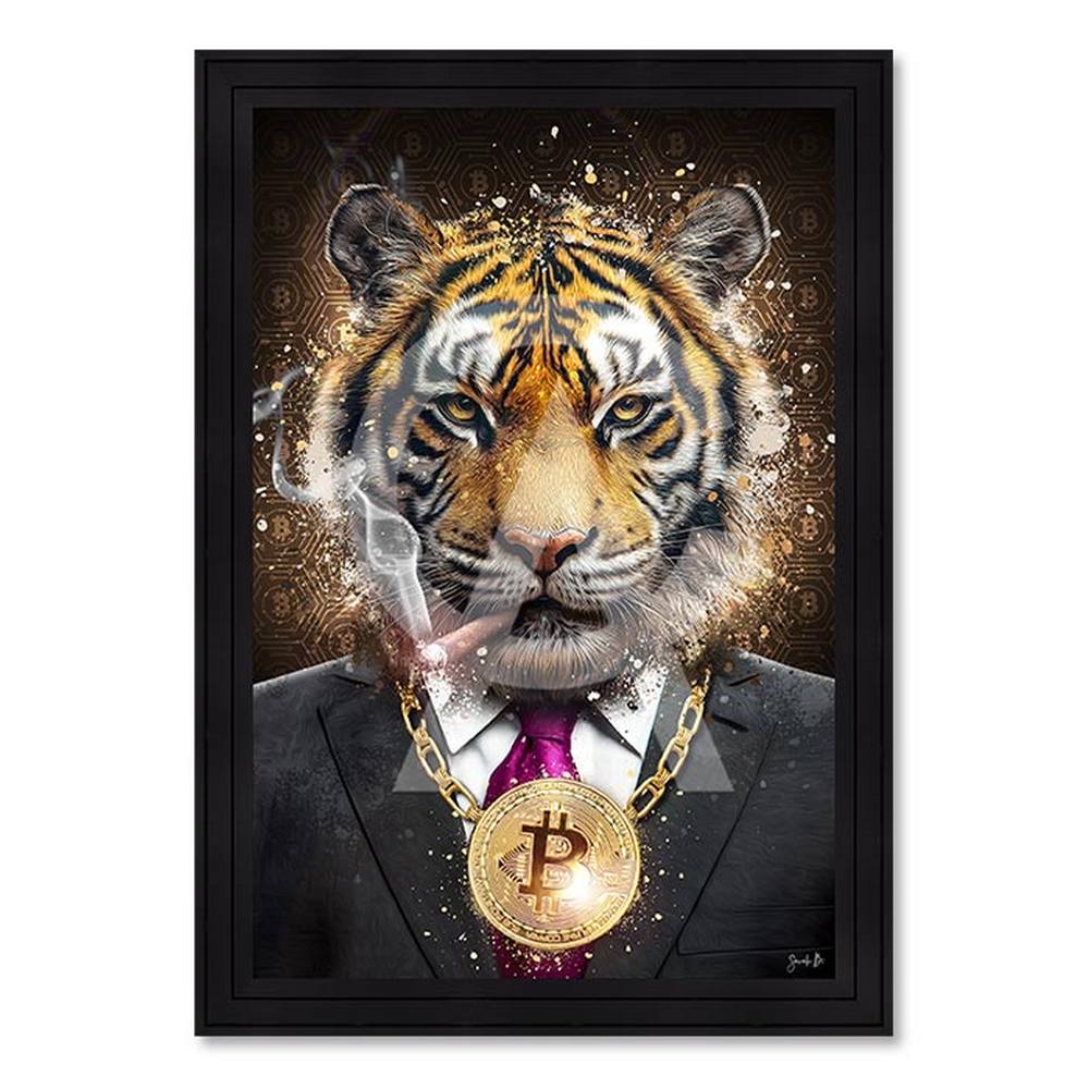 tableau_tiger_boss_sarah_b_tigre_animal_cigare_collier_or tableau Tiger Boss Sarah B
