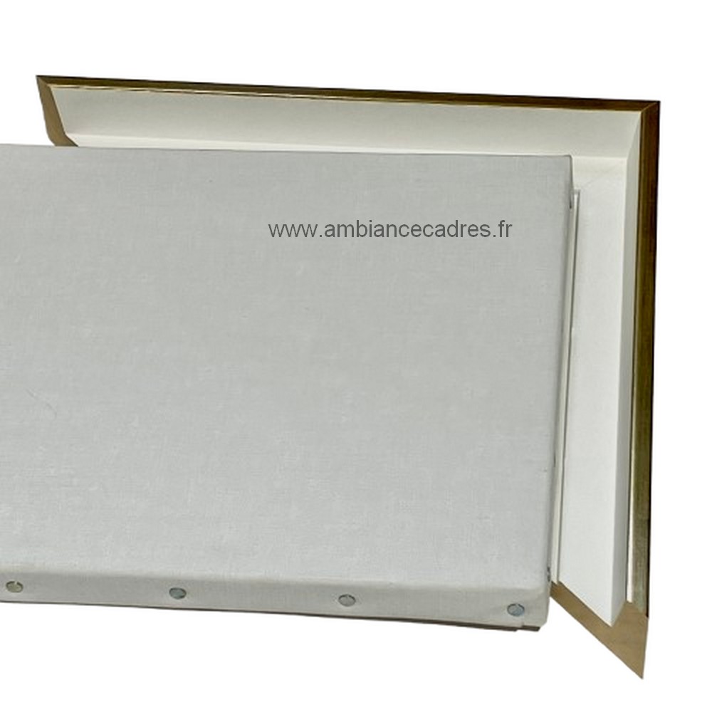 cadre_americain_blanche_or_toile_sur_chassis_caisse_dali cadre américain blanc or