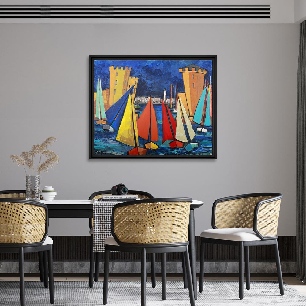 cadre_martine_gonnin_tours_et_voiliers_bateaux_port_multicolore Cadre Martine Gonnin Tours et Voiliers