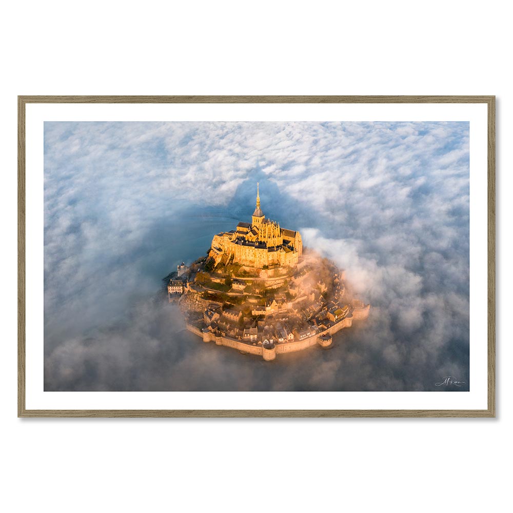 cadre_mont_saint_michel_brume_au_lever_du_soleil_rivrin_encadrement_bois_chene Cadre Mont Saint Michel Brume au Lever du Soleil