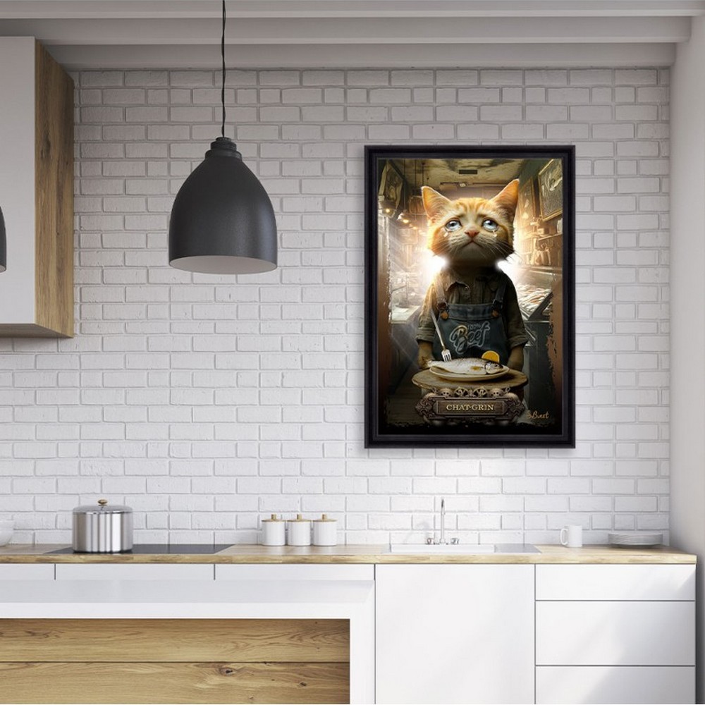 cadre_sylvain_binet_chat_grin_deco_poissonnerie_boucherie_chaton_pleurs Cadre Sylvain Binet Chat-Grin