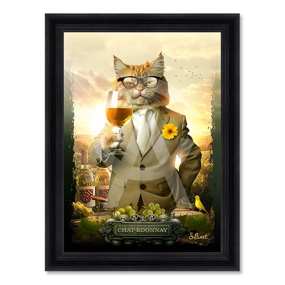 tableau_chat_rdonnay_sylvain_binet_cave_vin_chardonnay_bouteille_vert Tableau Chat-Rdonnay Sylvain Binet