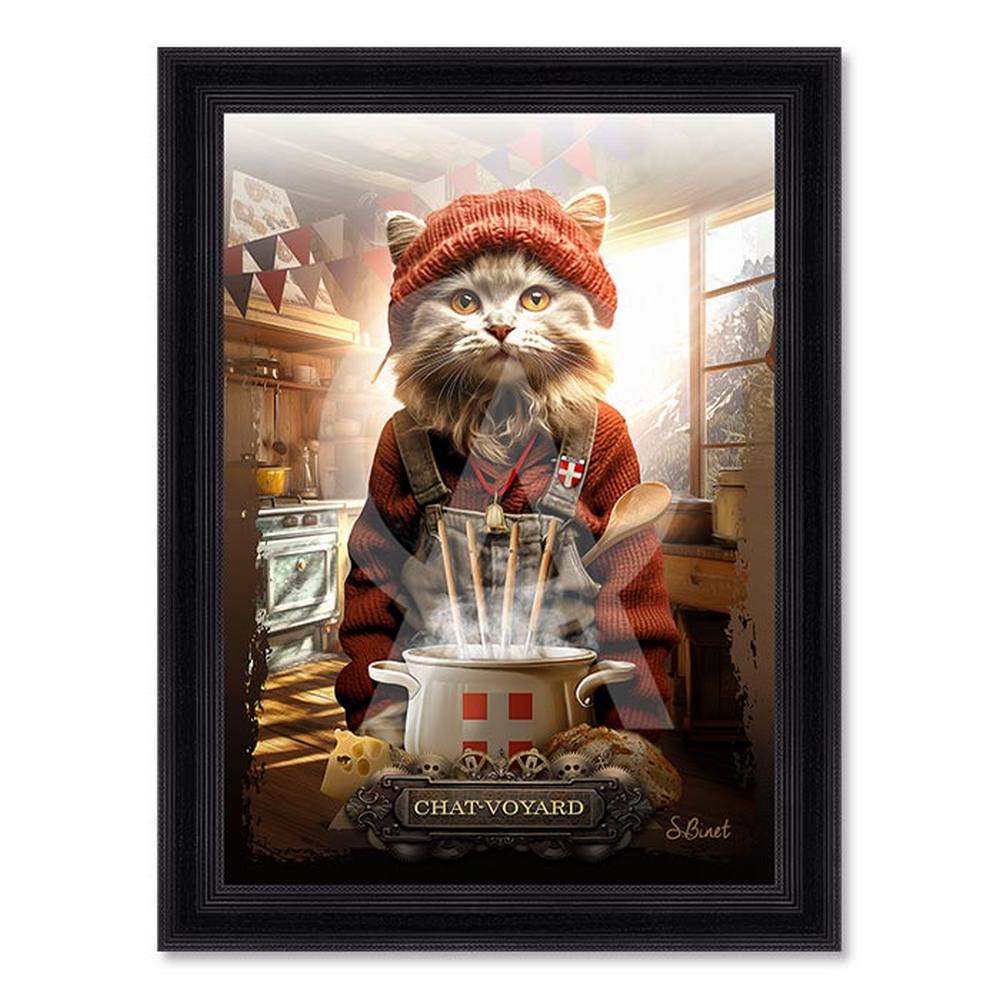 tableau_chat_voyard_sylvain_binet_fondue_savoyarde_fromage_suisse Tableau Chat-Voyard Sylvain Binet