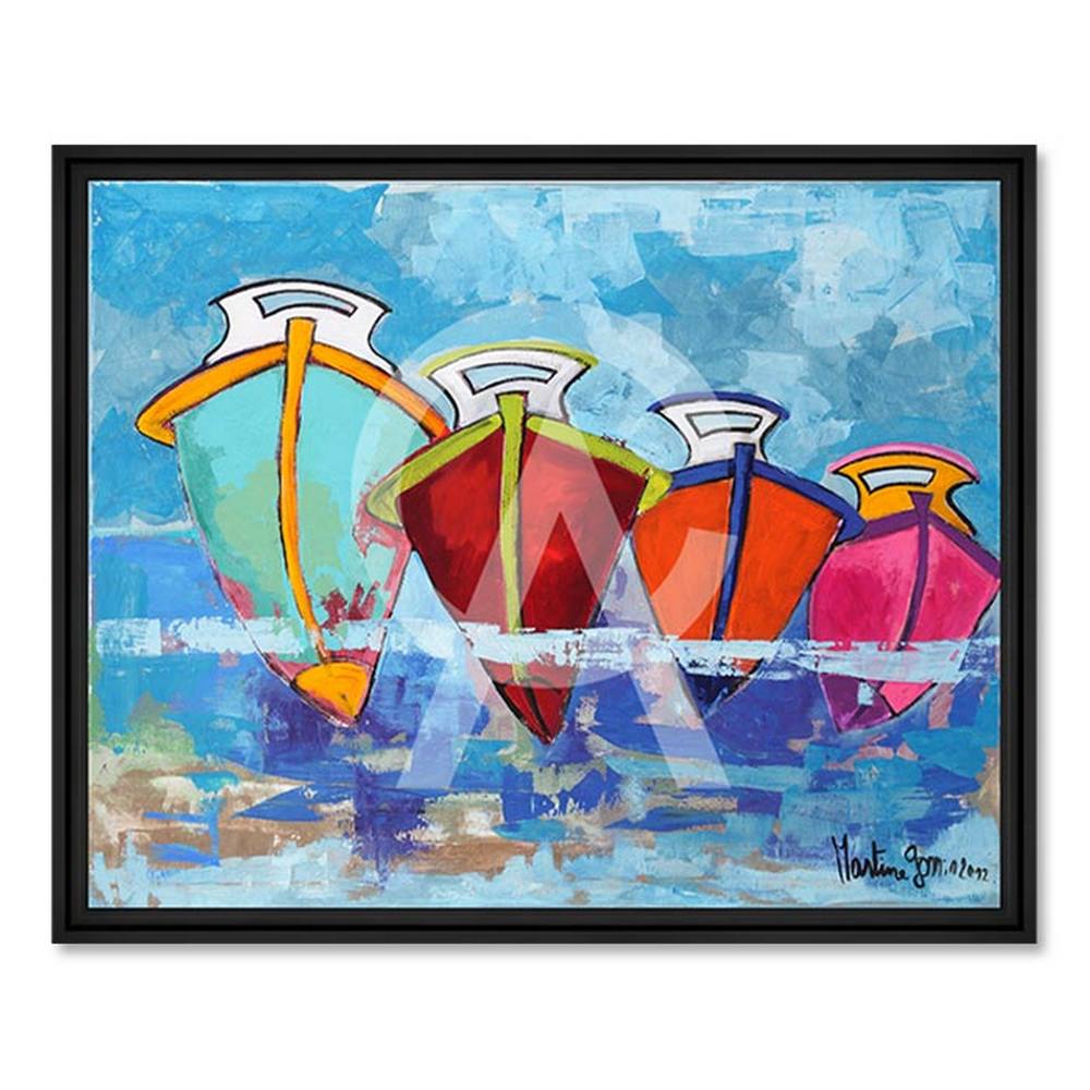 Tableau sur Fond Bleu Martine Gonnin