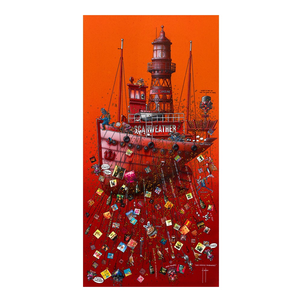 affiche_coadou_good_morning_douarnenez_bateau_rouge_orange_ac-0956 affiche coadou good morning douarnenez