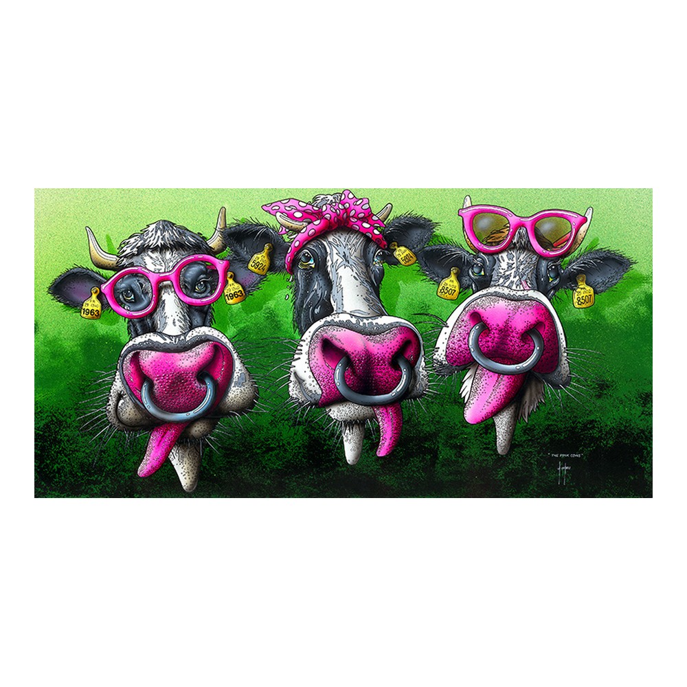affiche_coadou_the_pink_cows_vaches_rose_langues_bandeau_vert_ac-0949 affiche coadou the pink cows