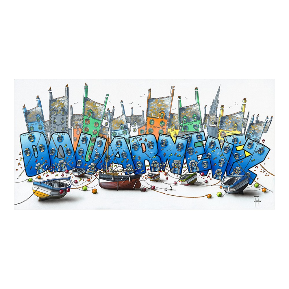 affiche_douarn_douarnenez_bretagne_port_bateaux_multicolore_ac-0971 affiche douarn alain coadou