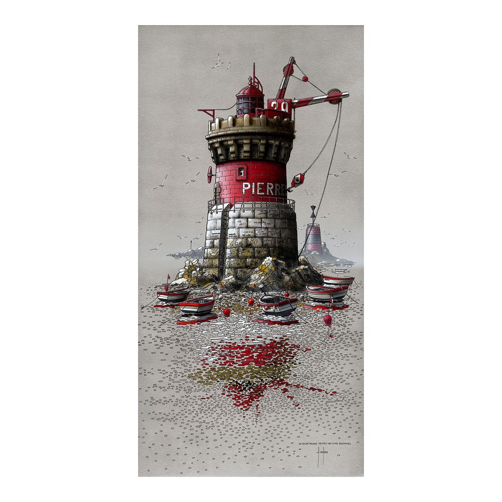 affiche un éclat rouge mer phare
