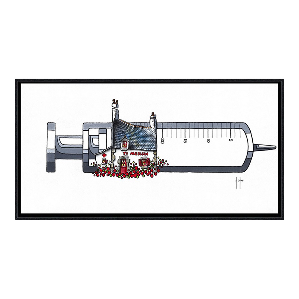 cadre_ti_medisin_objet_decoratif_cabinet_medecin_infirmier_humour_seringue_ac-0993 Cadre Ti Medisin Coadou