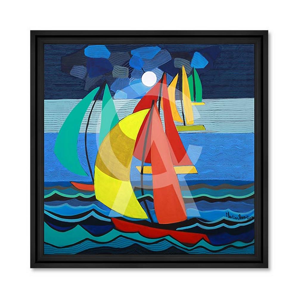 tableau_voiliers_de_lune_martine_gonnin_couleurs_rogue_bleu_jaune Tableau Voiliers de Lune Martine Gonnin