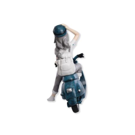 déco à poser sculpture fille scooter bleu