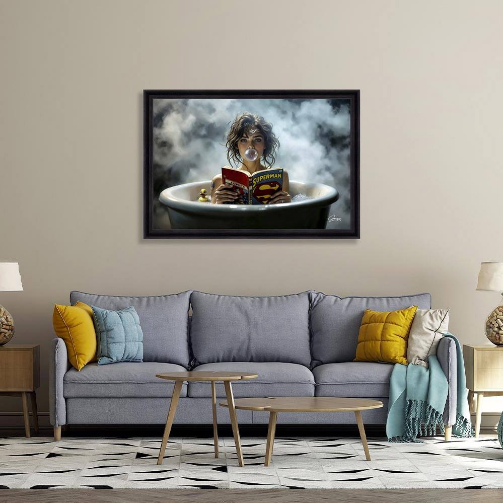 objet_decoratif_alexandre_granger_wonder_bath_cadre_noir_baroque_femme_bain objet décoratif alexandre granger Wonder Bath