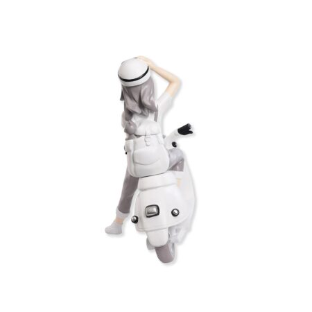 statue fille scooter blanc gris