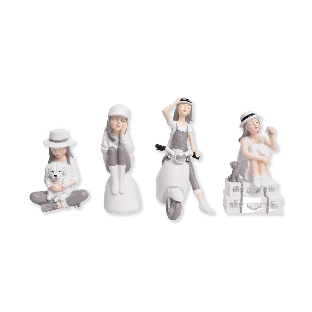 Statuettes Filles Blanche Grise