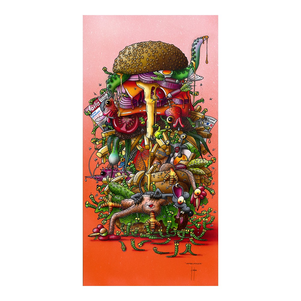 affiche_hambeurkger_burger_food_nourriture_vers_fast_food_restaurant_ac-1001 Affiche Hambeurkger Alain Coadou