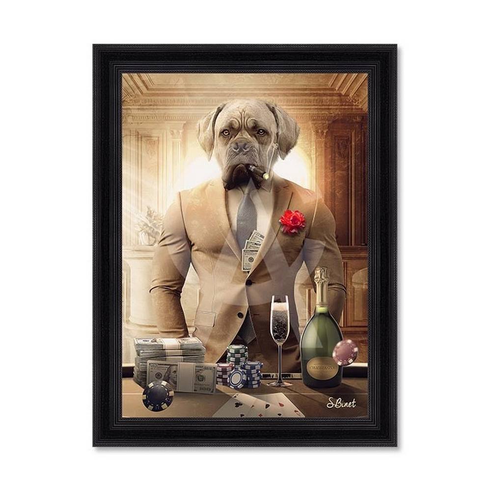 cadre_chien_luxury_sylvain_binet_cane_corso_poker_casino_champagne cadre Chien Luxury sylvain binet