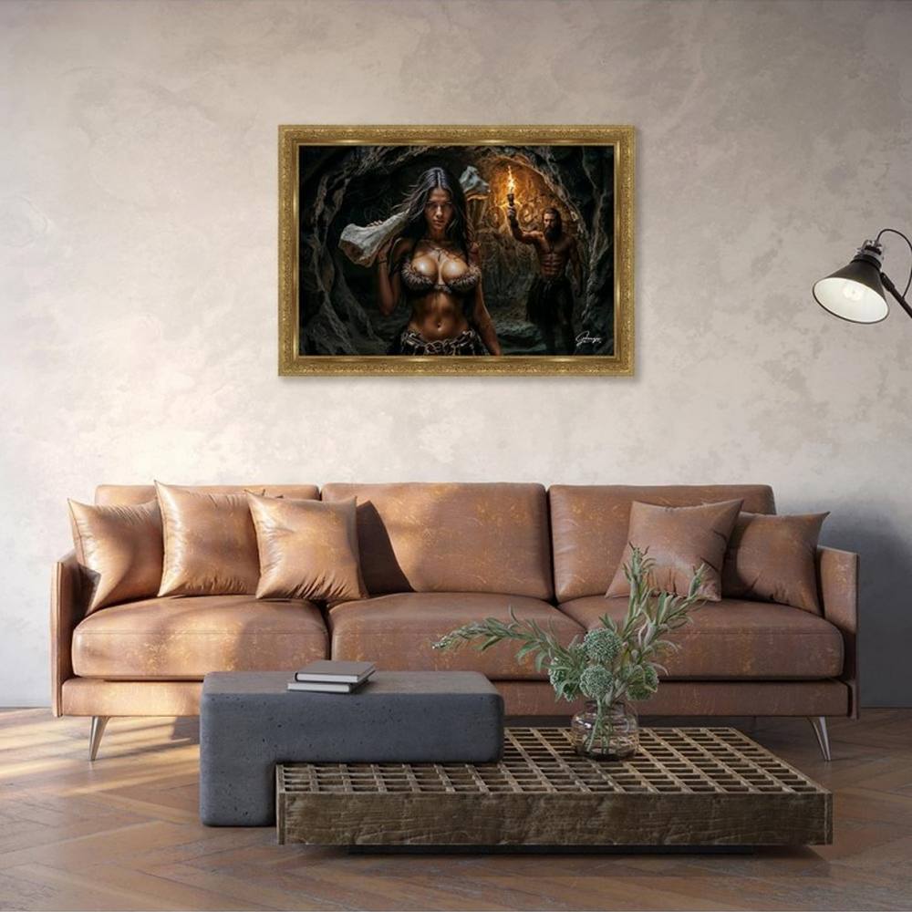 tableau_alexandre_granger_lascaux_deco_salon_originale_cadre_dore_bordeaux tableau alexandre granger Lascaux