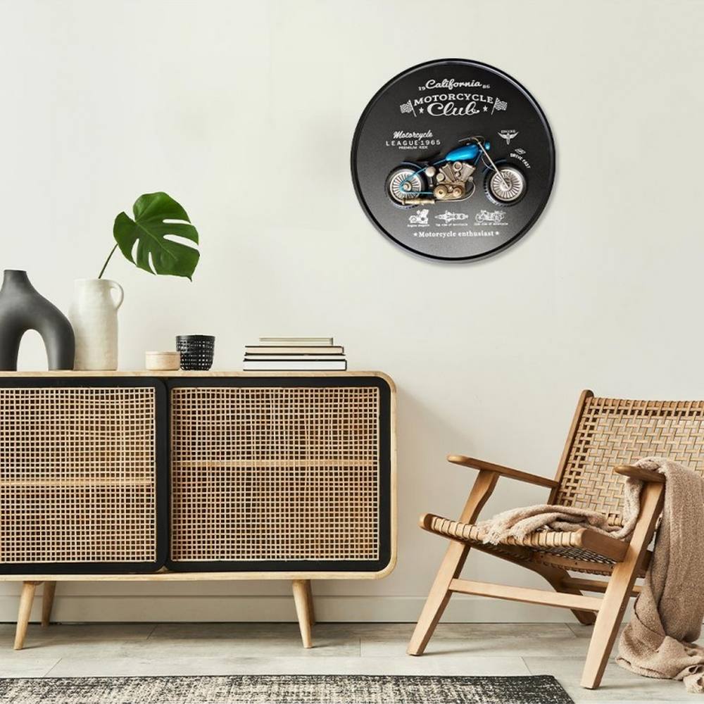 ambiance maison Déco Métal Moto Rond Bleu