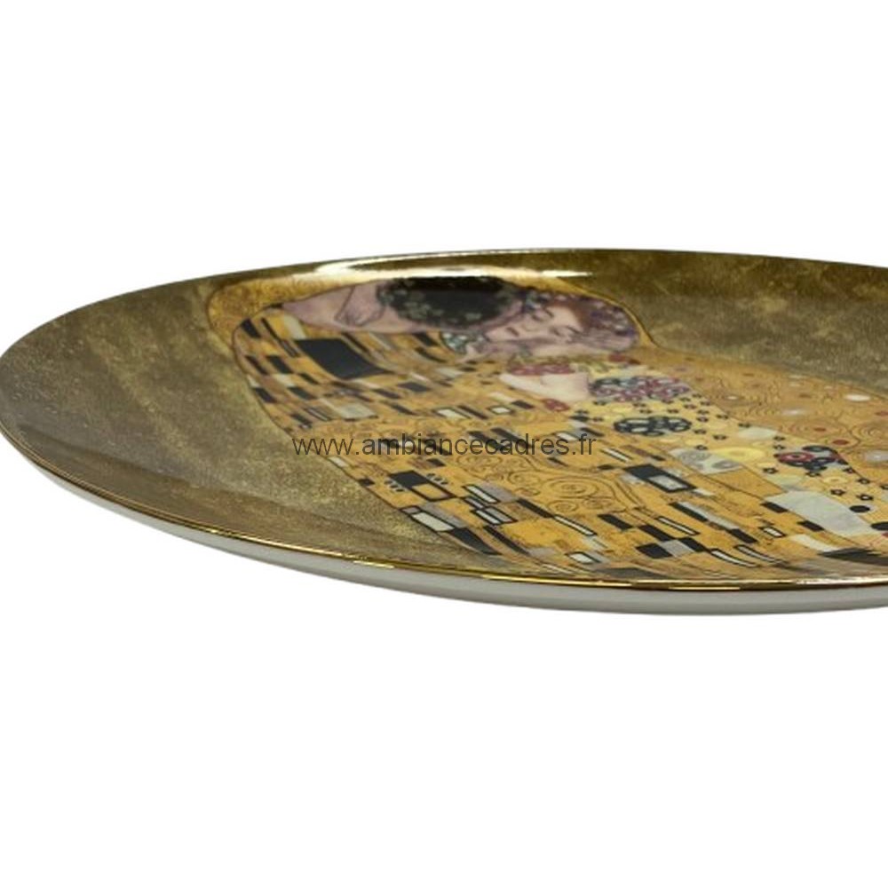 assiette_plat_a_tarte_klimt_le_baiser_details_dorure_couple_jaune_amoureux_ceramique_AU6088 assiette plat a tarte klimt le baiser