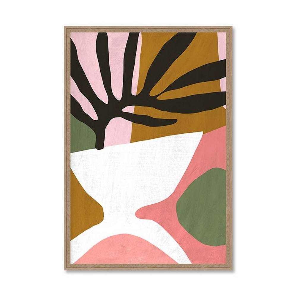 Cadre Abstrait Rose Marron Vert