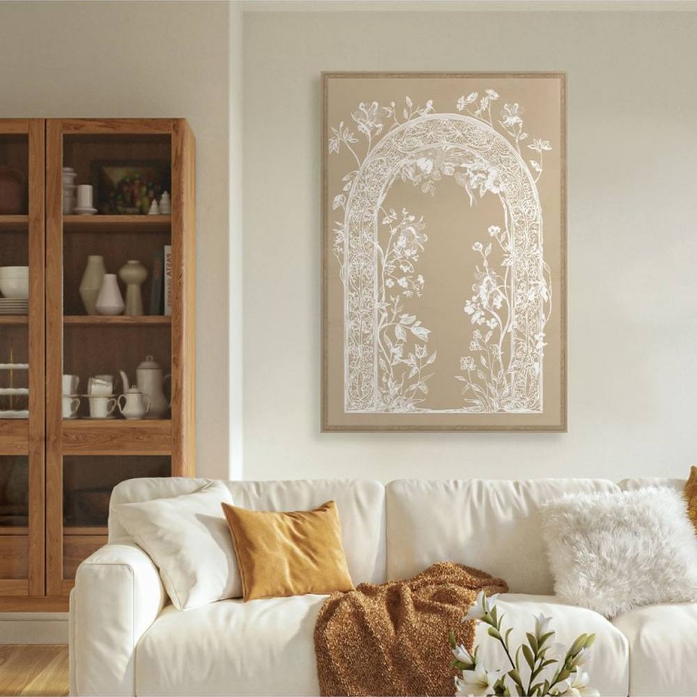 cadre_arche_fleuris_blanc_beige_evoa_design_caf_25068_decoration_interieur_style_boheme Cadre Arche Fleurie Blanc