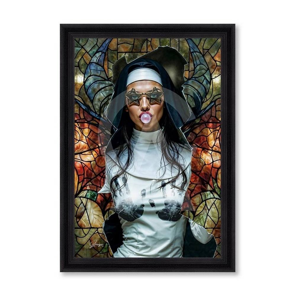 cadre_broken_faith_alexandre_granger_femme_nonne_vitre_cassé_dessin_pastel_gras_poitiers cadre Broken Faith alexandre granger