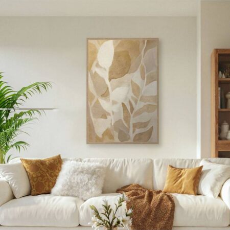 Cadre Déco Feuilles Crème