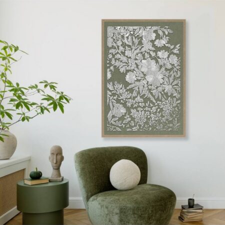 Cadre Déco Floral Blanc Style Broderie