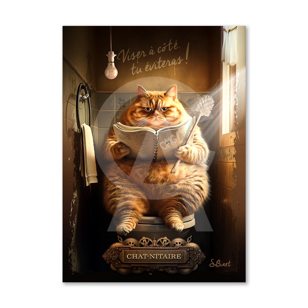 cadre_dibond_chat_nitaire_idee_decoration_toilette_wc_animal_original Cadre Dibond Chat-Nitaire Binet