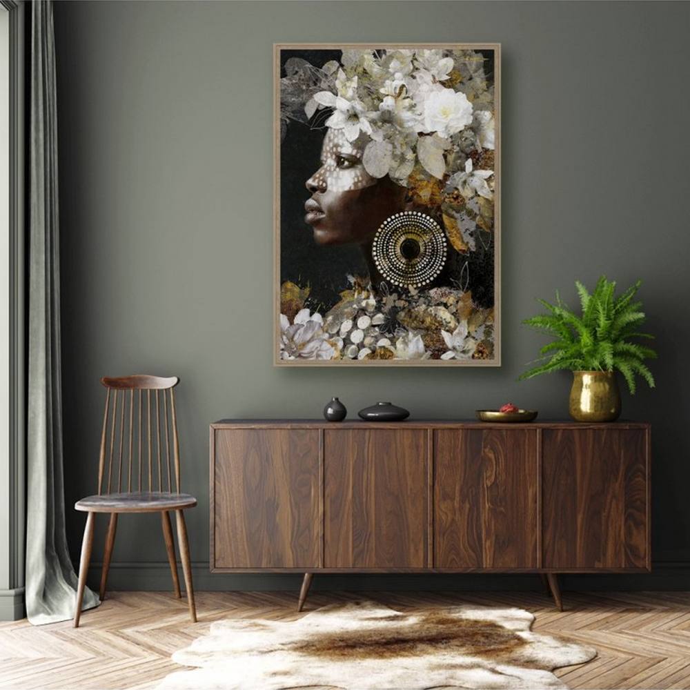 Cadre Ethnique Femme Fleurs Blanches Evoa Design