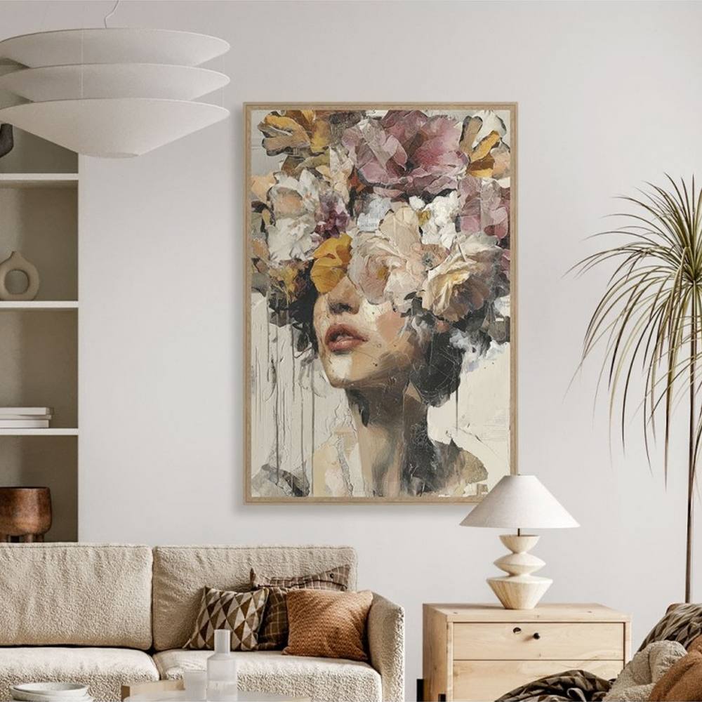 cadre_femme_couronne_fleurs_evoa_design_caf_25065_deco_originale_salon Cadre Femme Couronne Fleurs Evoa Design