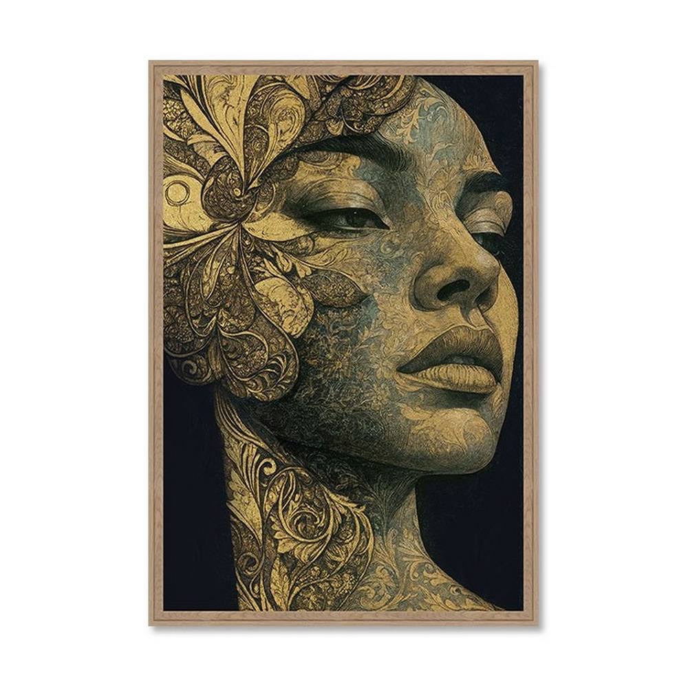 cadre_femme_profil_dore_evoa_design_caf_25050_artistique_floral Cadre Femme Profil Doré Evoa Design