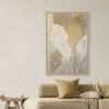Cadre Feuillages Abstraits Marron Blanc