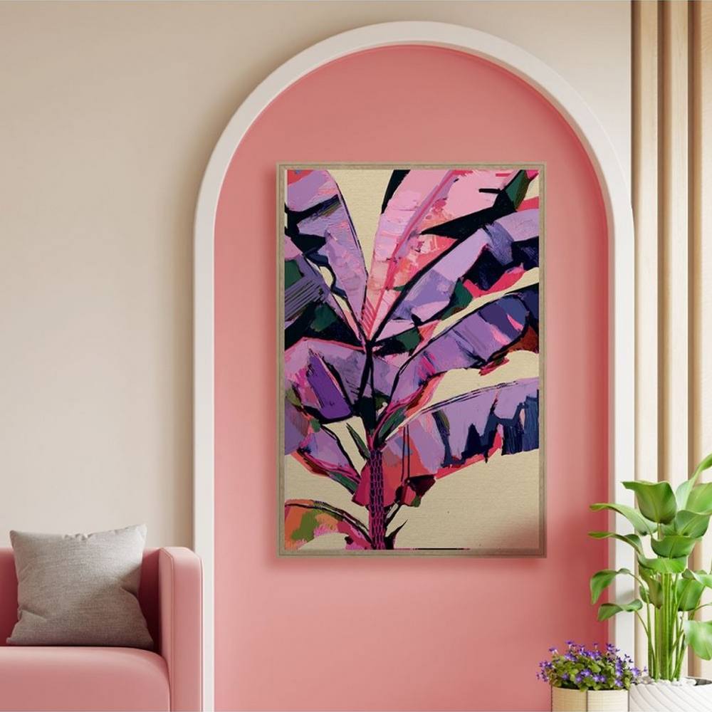 cadre_feuille_bananier_tropical_mauve_rose_evoa_design_caf_25012_deco_colore Cadre Feuille Bananier Mauve Evoa Design