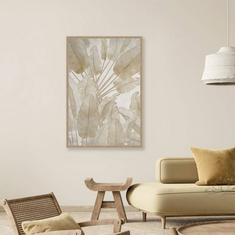 cadre_feuilles_tropicales_tons_beiges_evoa_design_caf_25019_deco_salon_elegant_zen Cadre Feuilles Tropicales Tons Beige