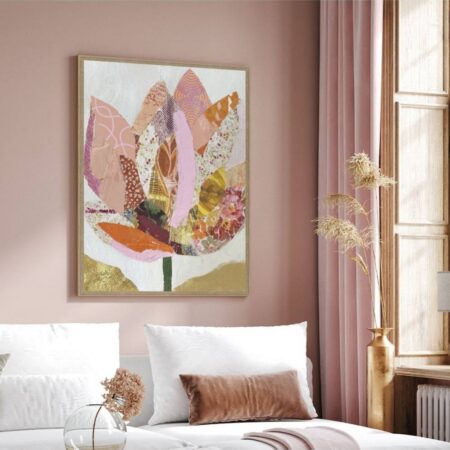 Cadre Fleur Patchwork Rose Evoa Design