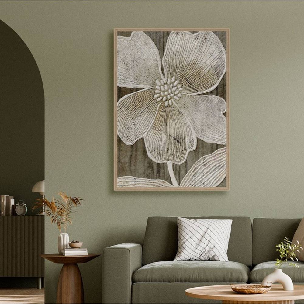 Cadre Fleur Texturé Lin