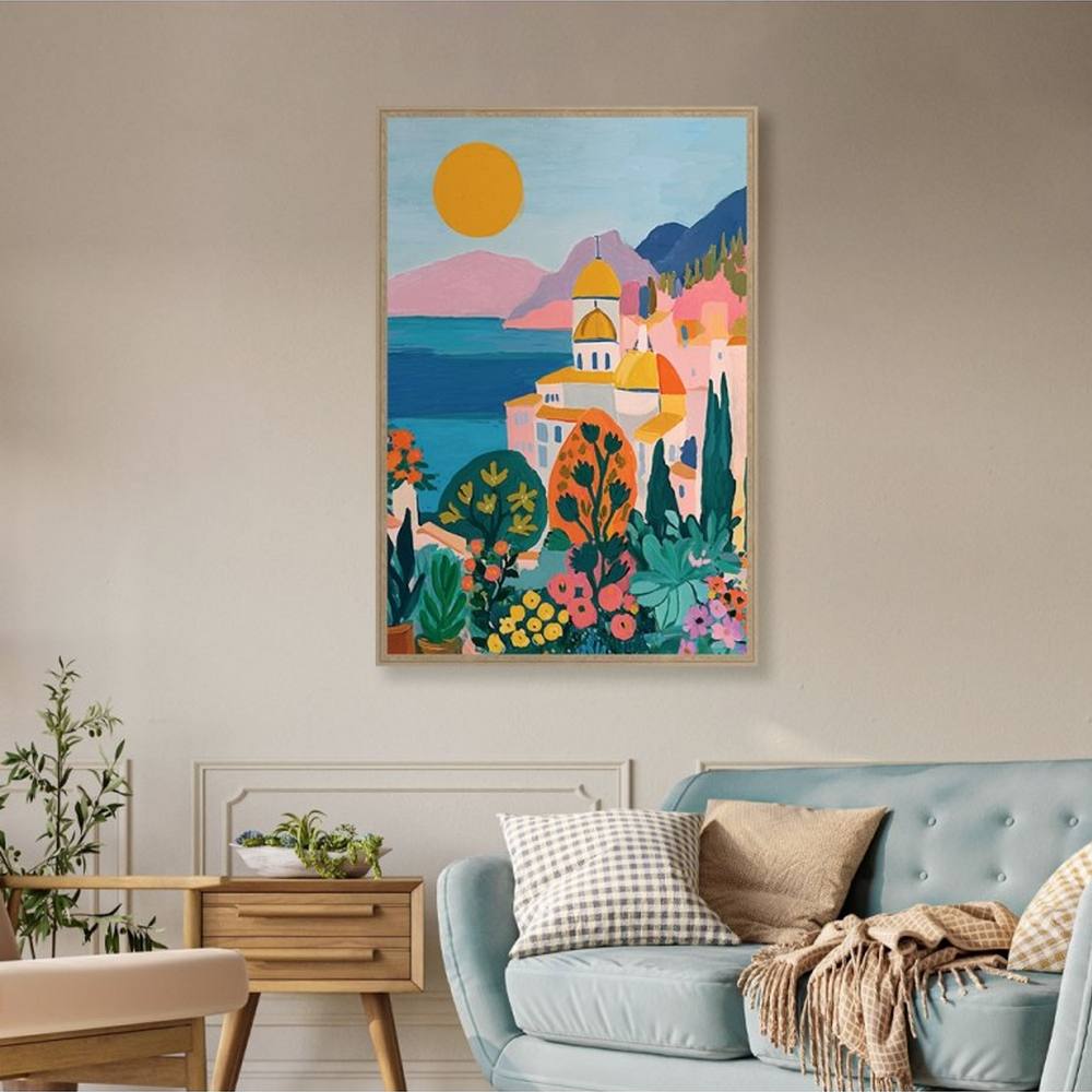 cadre_paysage_colore_evoa_design_caf_25022_arbre_fleuris_couleurs_pop_retro Cadre Paysage Coloré Evoa Design