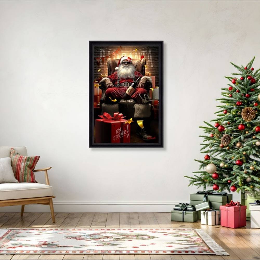 cadre_pere_noel_sylvain_binet_bouteille_vin_rouge_merry_christmas_cgt Cadre Père Noël Sylvain Binet
