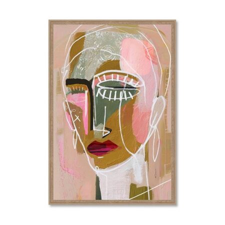 Cadre Portrait Abstrait Tons Rose