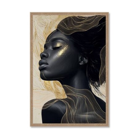 Cadre Portrait Femme Contemporain Doré