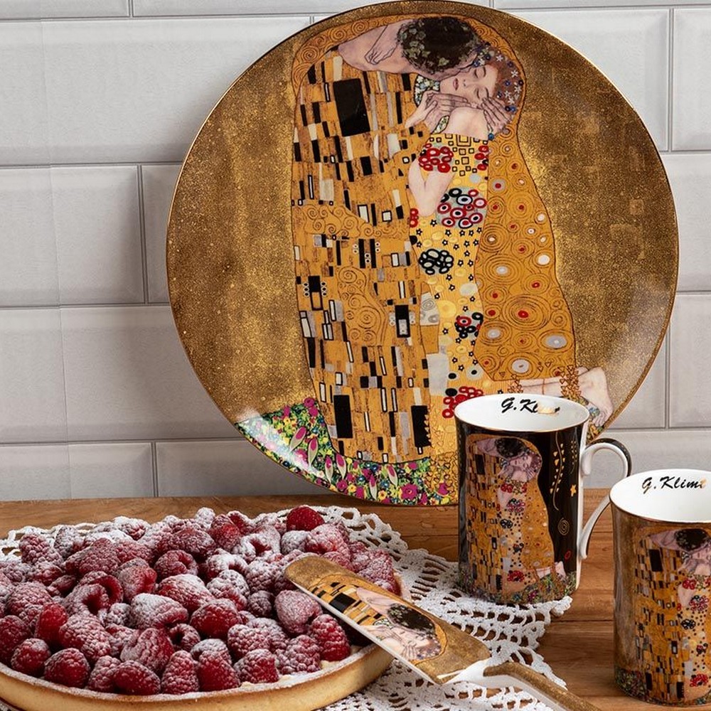 decoration_cuisine_plat_a_tarte_klimt_le_baiser_art_de_la_table_dore_AU6088 décoration cuisine plat à tarte klimt le baiser