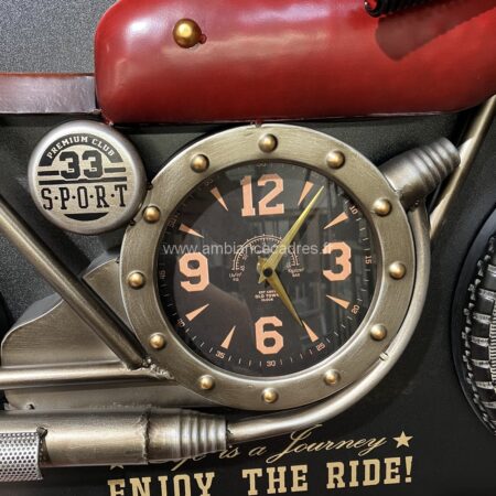 horloge décorative moto rouge