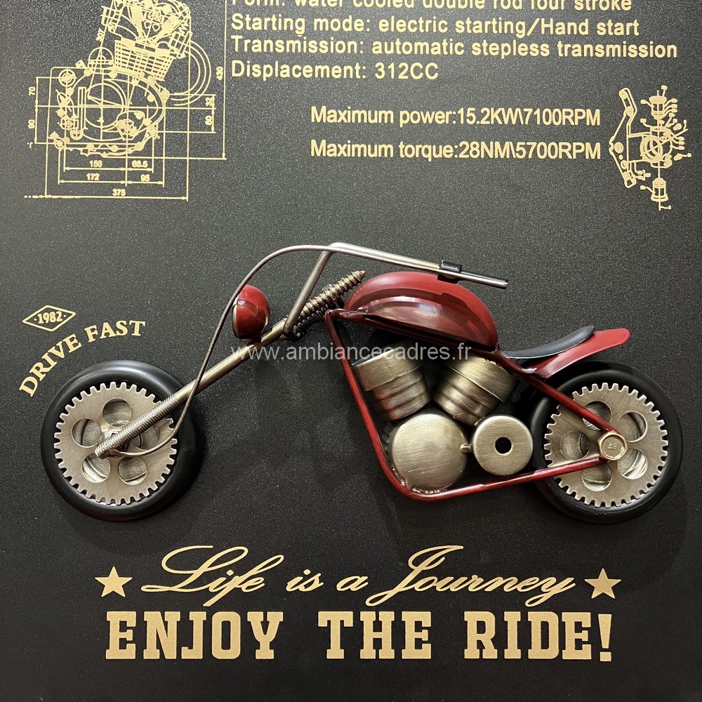 sculpture Déco Murale 2 Motos Rouge & Jaune