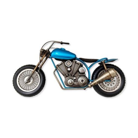 Sculpture Moto à Poser Métal Bleu